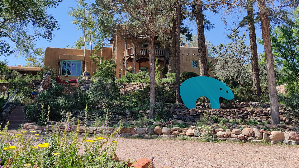 Inn of the Turquoise Bear, Santa Fe, New Mexico. Sculpture by Jeffie Brewer.